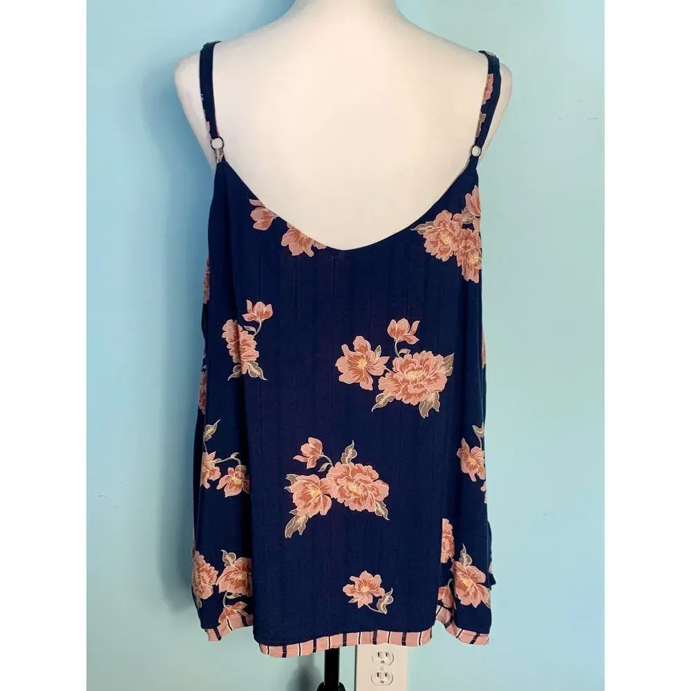 Torrid Navy and Pink Floral Layered Cami Top Size 2 (2X) - Picture 3 of 7